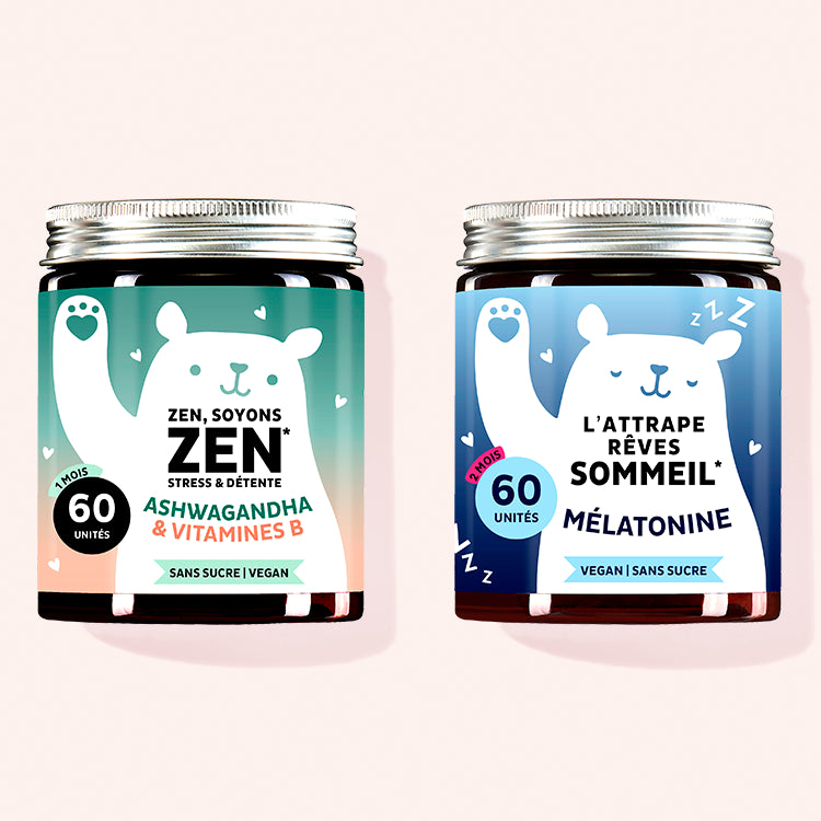 Set de 2 "Duo Beaux Rêves" composé par les Vitamines  L’attrappe rêves et les Vitamines Zen, Soyons Zen avec ashwagandha, complexe B et mélatonine