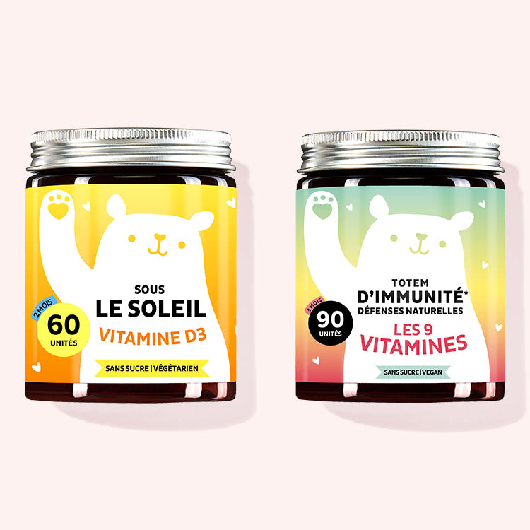 Set de 2 "Boost defenses immunitaire" composé par les Vitamines Sous le soleil et les Vitamines Totem d'immunité avec complexe immunitaire et vitamine D