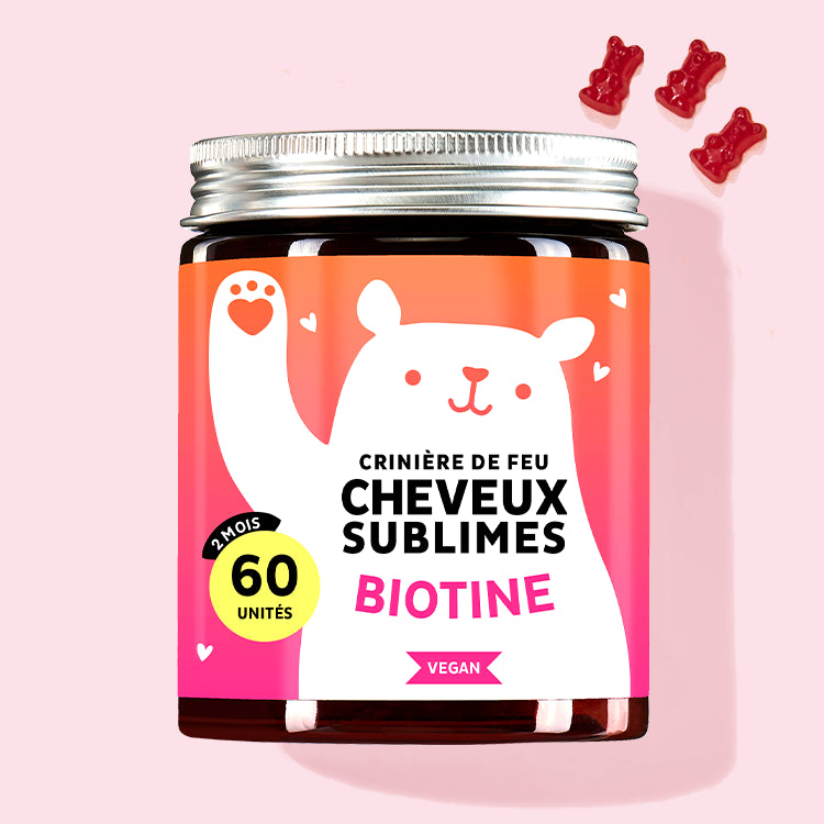 Une boîte de Cheveux sublimes vitamines avec biotine pour cheveux beaux et forts de Bears with Benefits