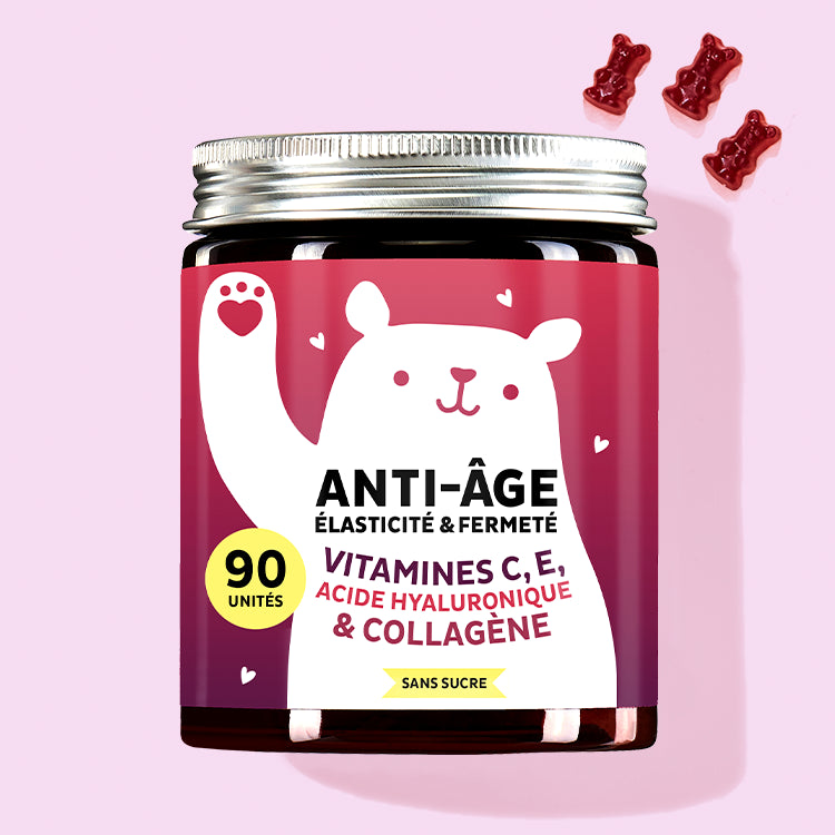 Une boîte de Anti-âge Elasticité & Fermeté avec collagène et acide hyaluronique de Bears with Benefits