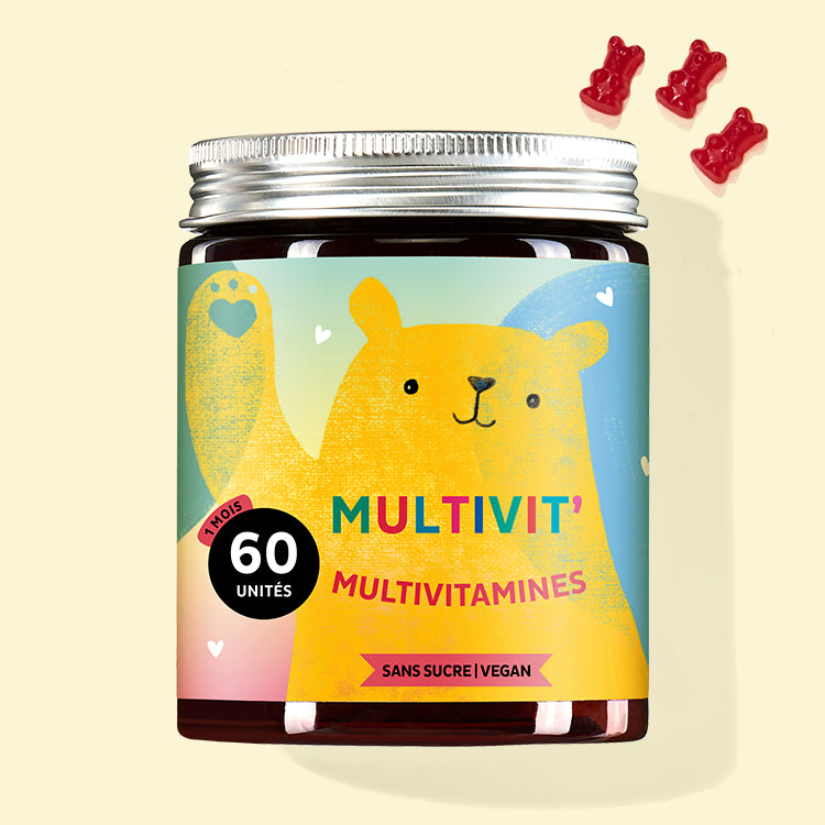 Une boîte de multivitamines P'tit héros - Multivit' vitamines pour des enfants beaux et forts de Bears with Benefits.