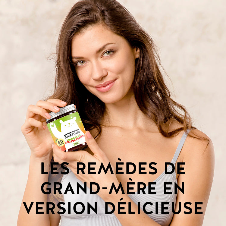 Cette image décrit les effets des vitamines "Retrouvez l'équilibre - vinaigre de cidre de pomme pour la digestion"